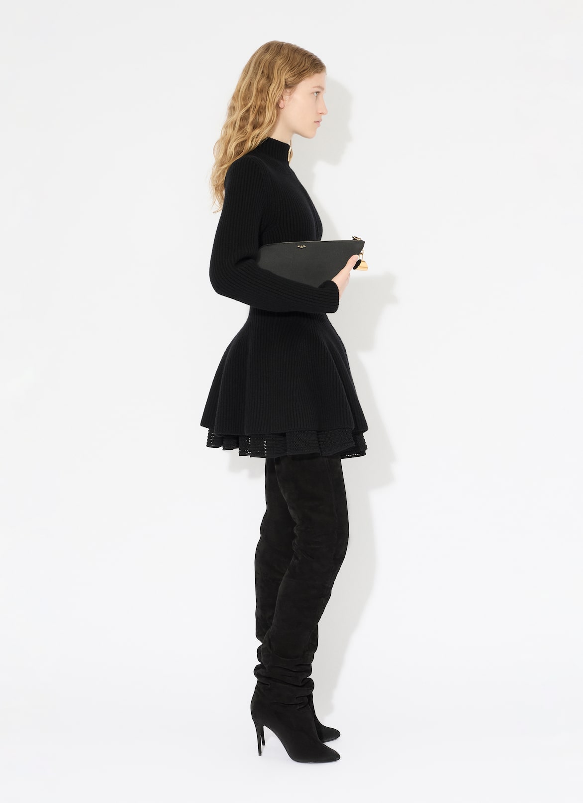 CRINOLINE KNIT MINI SKIRT ALAÏA BLACK CRINOLINE KNIT MINI SKIRT